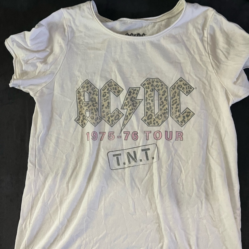 ac/dc white graphic tee